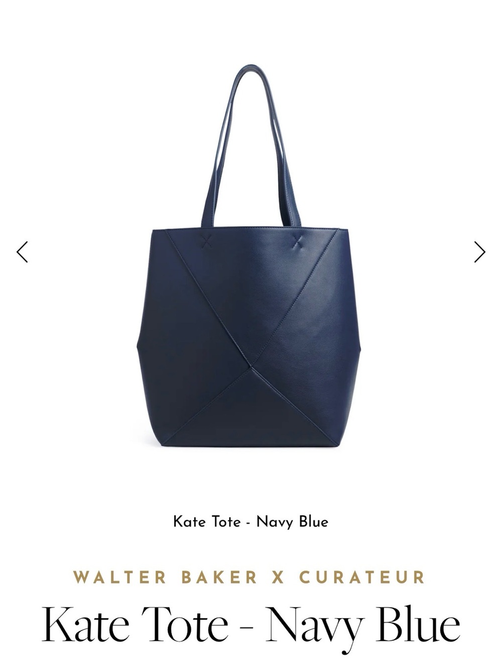 Walter Baker Navy Blue Tote with Geometric Stitching